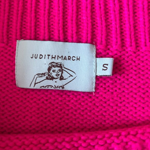 Judith March Hot Pink Sweater Off One Shoulder Cozy Sweater Size Small Relaxed - Picture 5 of 8